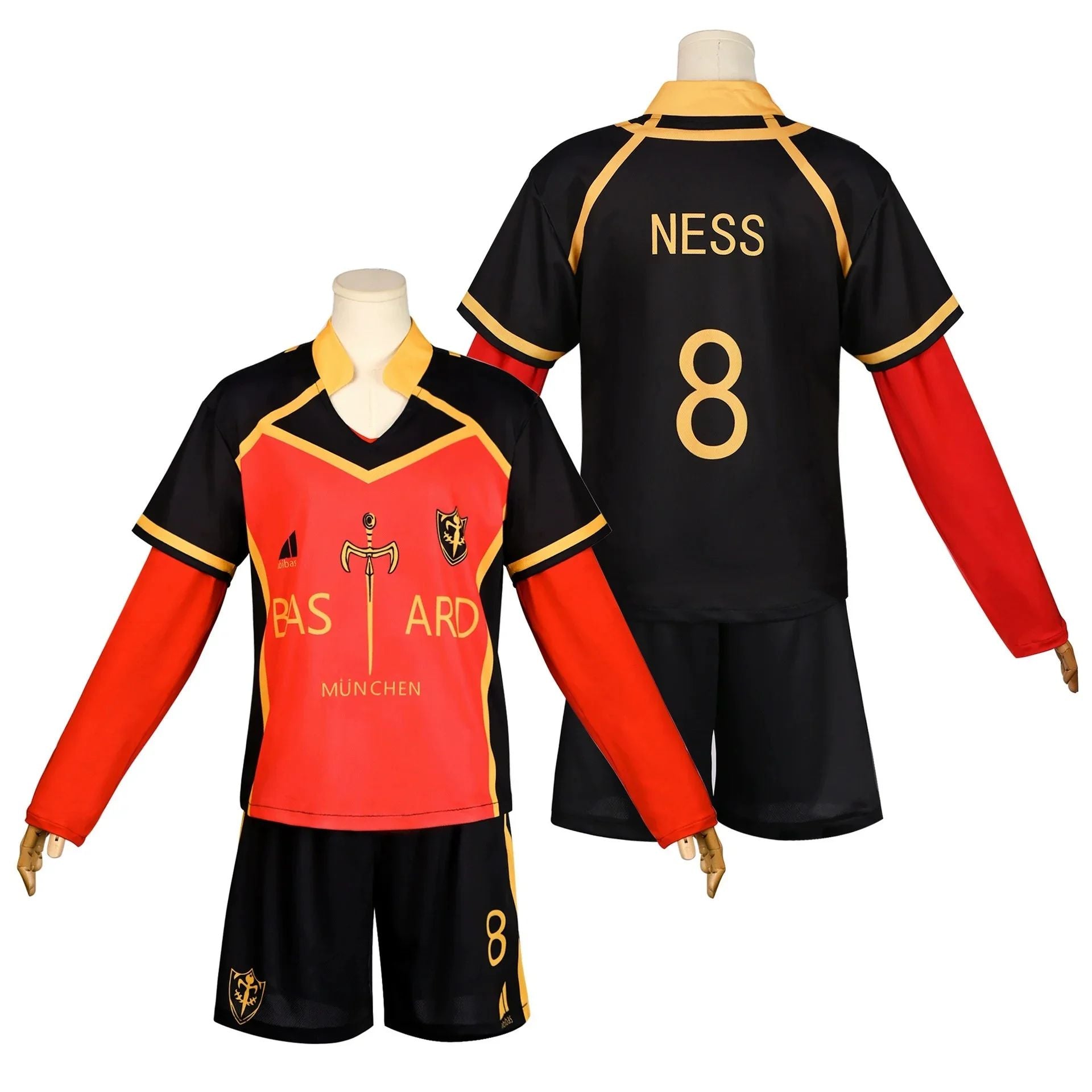 Anime Michael Kaiser Cosplay Costume Red Uniform Team Bastard Munchen Alexis Ness Cosplay Football Soccer Clothing