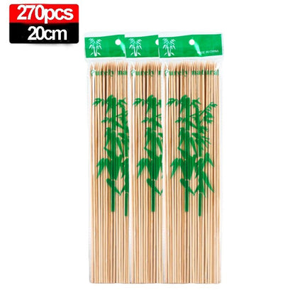 270/90PCS Disposable Food Sticks Bamboo Skewer Stick Wood Long Thick Rattan Sticks for Party Buffet Food Fruit Barbecue Tools