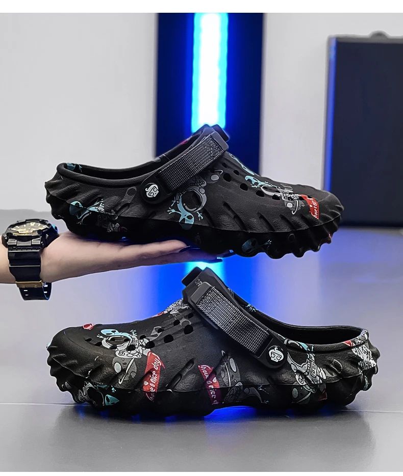 Men'S Breathable Casual Sandals Summer New Soft-Sole Non-Slip Comfort Outdoor Beach Shoes Fashion Youth Dual-Use Sports Slippers