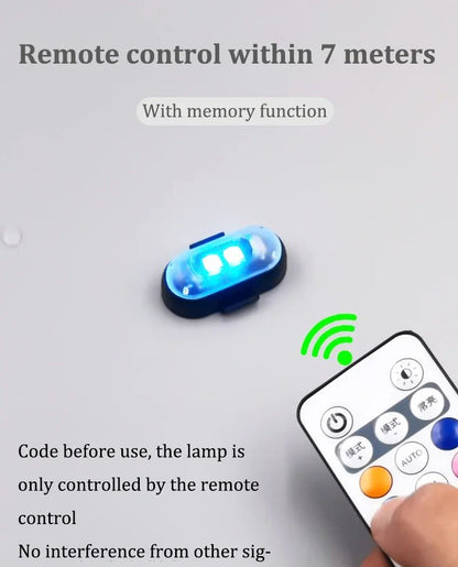 Wireless Remote LED Strobe Light 8 Colors USB Rechargeable Car Motorcycle Bike Aircraft Warning Anti-collision Flashing Lamp