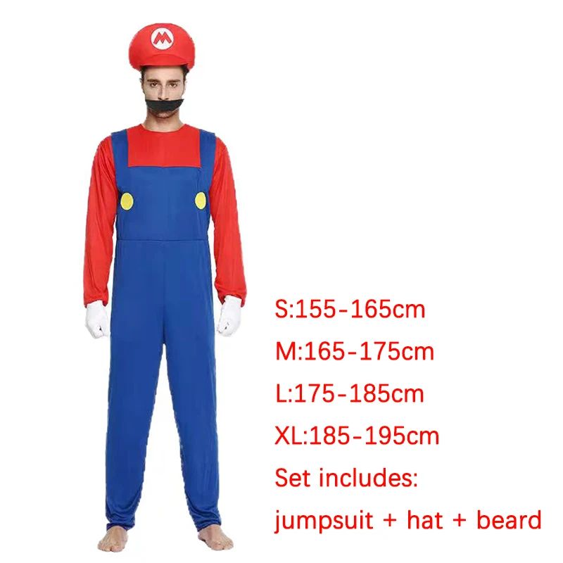 Game Marios Super Luigi Brothers Uniform Set Cosplay Costumes Funny Anime Adult Men Jumpsuit Woman Dress Halloween Costume