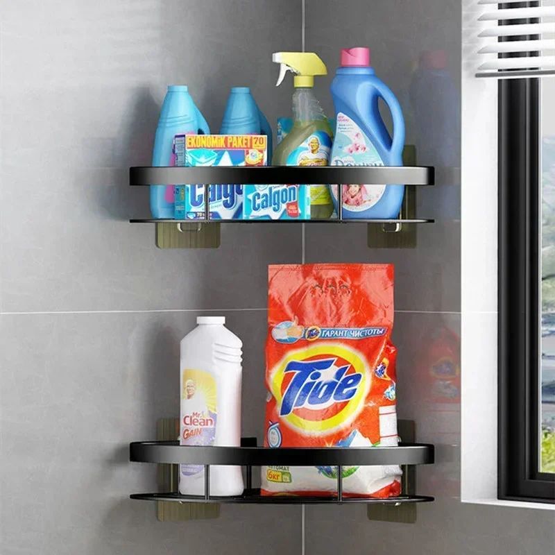 No Drill Wall Corner Bathroom Shelf Corner Shelf Storage Organizer Shower Shelf Shampoo Makeup Bathroom Accessories Towels Rack