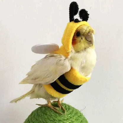 Roupas de Pássaros Fantasia de Abelha para Papagaio Roupas de Animais Pequenos para Pets Capuz em Formato de Abelha Traje Suave e Amigável à Pele para Pássaros de Estimação para Papagaios Periquitos