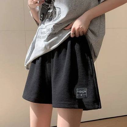 Waffle Summer Comfortable Casual Sports Shorts Women's Summer Loose Home Pajama Pants Wear Pocket Shorts