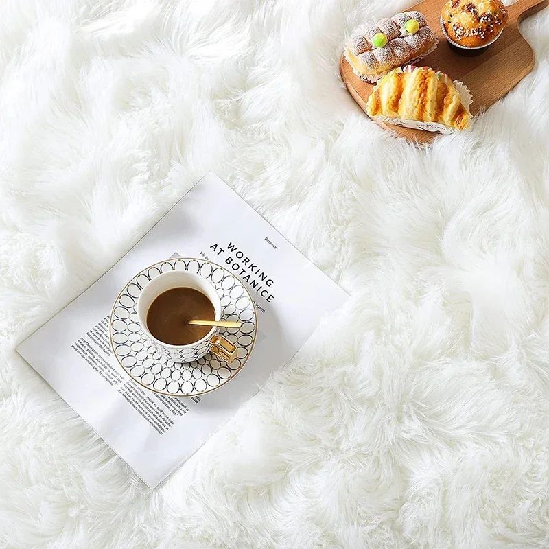 Super Soft Plush Oval Rug Mat Fluffy White Carpets for Living Room Home Decor Bedroom Kid Room Decoration Salon Thick Pile Rug