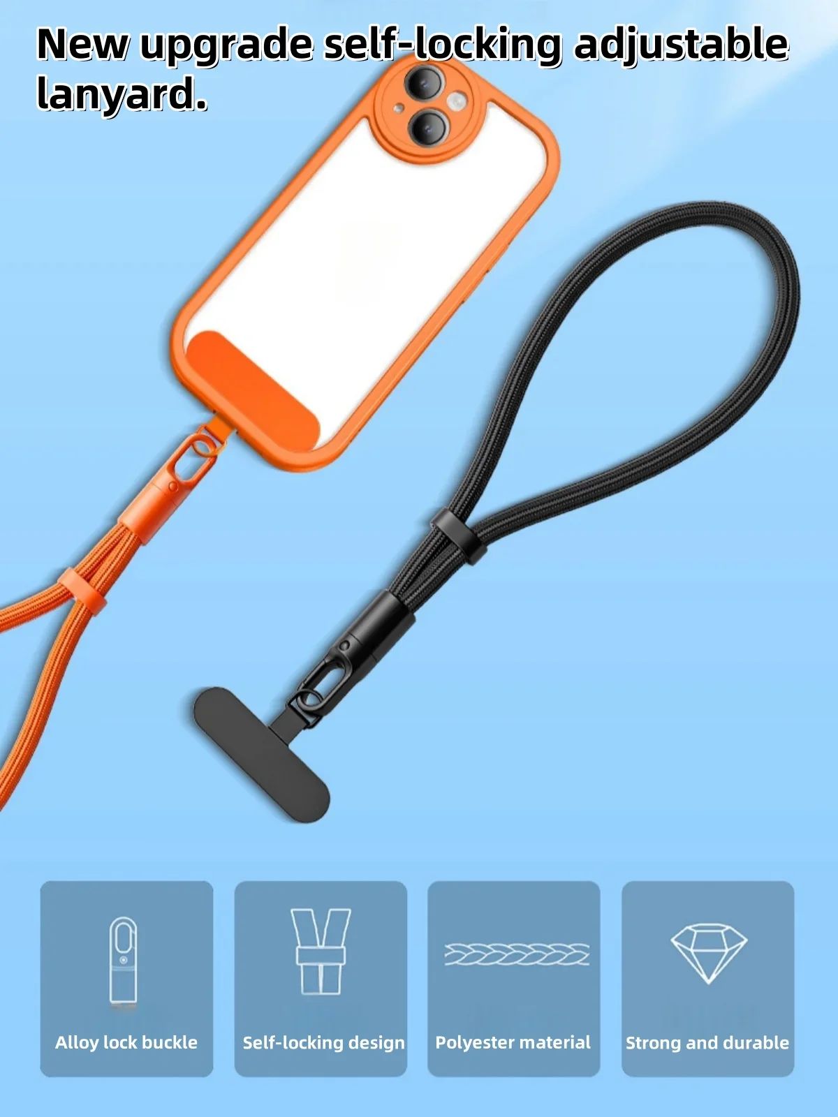 Alça Ajustável para Celular Cordão para Celular a Tiracolo Cordões de Pescoço com Patch para iPhone Corda de Suspensão para Celular
