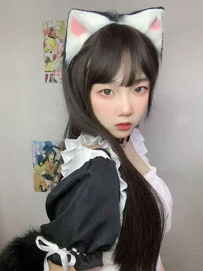 Costume Set Fox Tail Ears Gloves Artificial Fur Boot Covers Cosplay Halloween Prop Adult Women Men Unisex