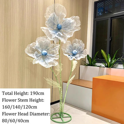 190cm Artificial Flowers Wedding Decor Props Road Lead Flower Silk Yarn Flower Poppy Window Display Garden Decoration Home Decor