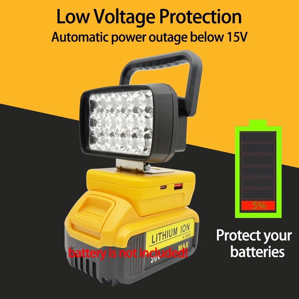 Para Makita Para Milwaukee Para Dewalt Para M18 Para Bosch Bateria de Lítio Estojo Banco de Potência USB Lanternas Holofote Luzes de Trabalho Lâmpada