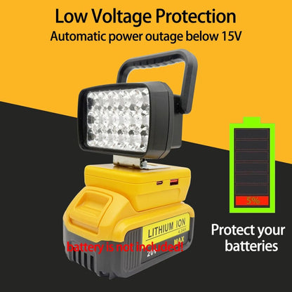 Para Makita Para Milwaukee Para Dewalt Para M18 Para Bosch Bateria de Lítio Estojo Banco de Potência USB Lanternas Holofote Luzes de Trabalho Lâmpada