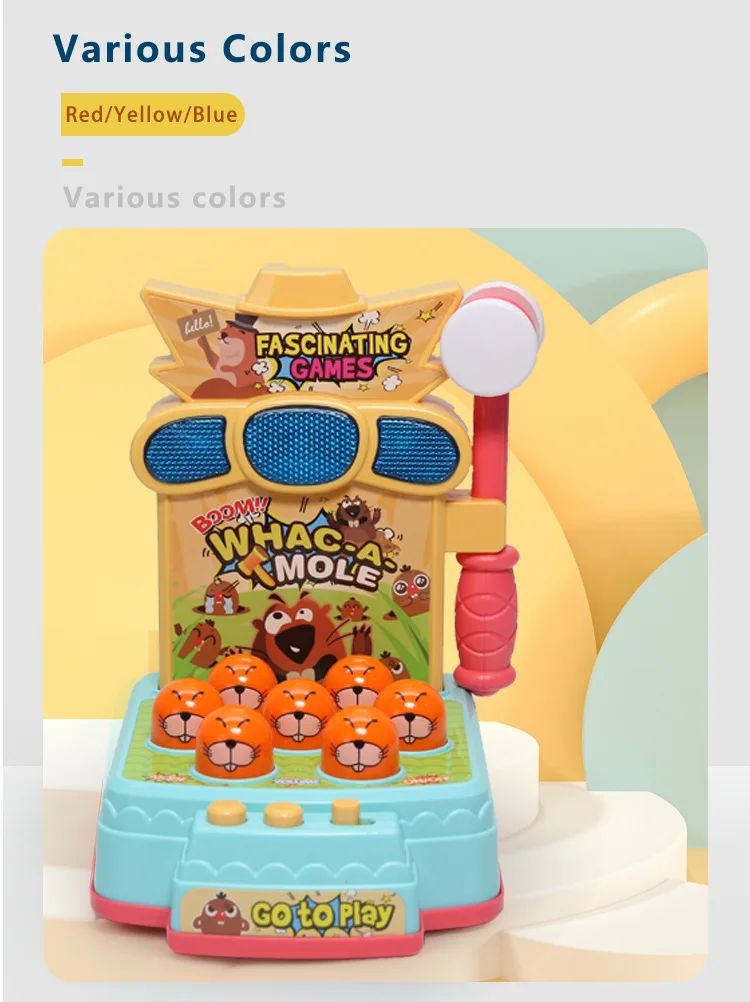 Console de Jogos Iluminador para Bebês de 2024, Brinquedo Elétrico de Bate-toupeira com Música Interativa para Educação Infantil