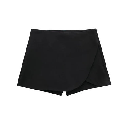 Willshela Women Fashion Solid Side Zipper Skirts Shorts Vintage High Waist Female Chic Lady Shorts