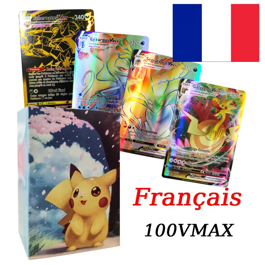 2025 Nova Versão Francesa Cartas Pokémon VMAX V EX GX MEGA Coleção Cartas Batalha Treinador Brinquedos de Natal Infantis Presente