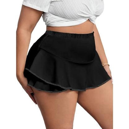 Plus Size 1XL-5XL Women's Casual Skirts Pleated Home Skirts Ladies Fashion Sexy Short Leggings Solid Color Skirts