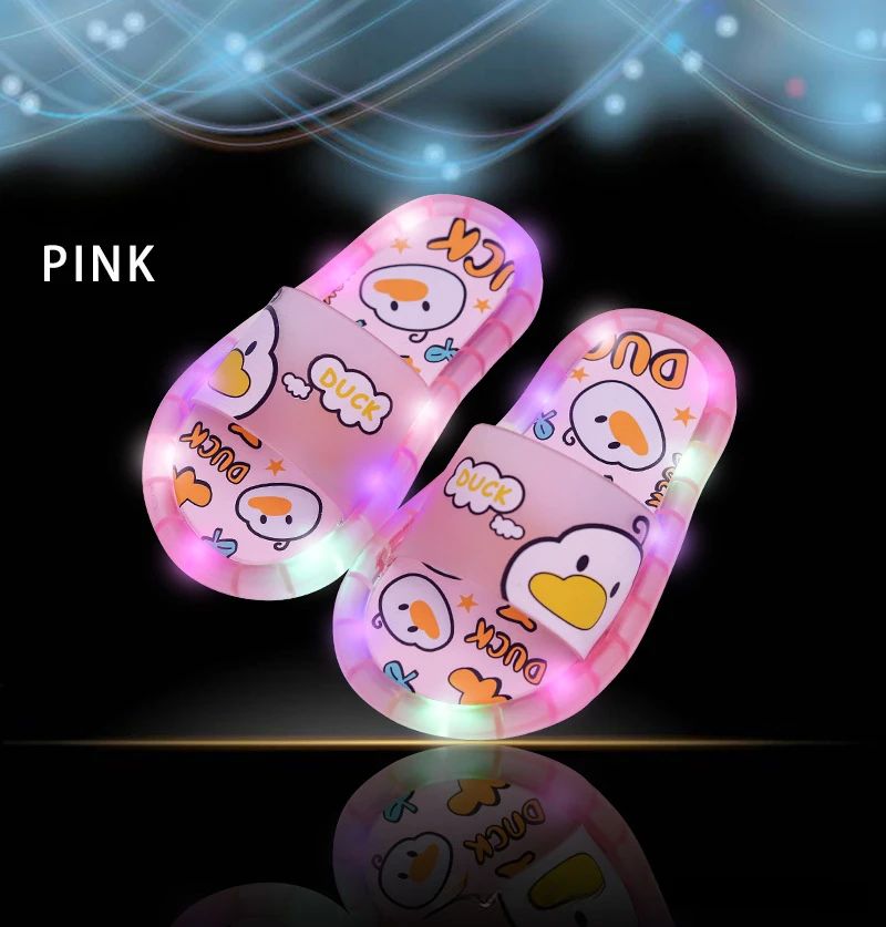 New Cute Luminous Kids Slippers Crystal Shoes Sparkling Lights Boys Girls Will Cartoon Glowing Cute Baby Cool Indoor Outdoor