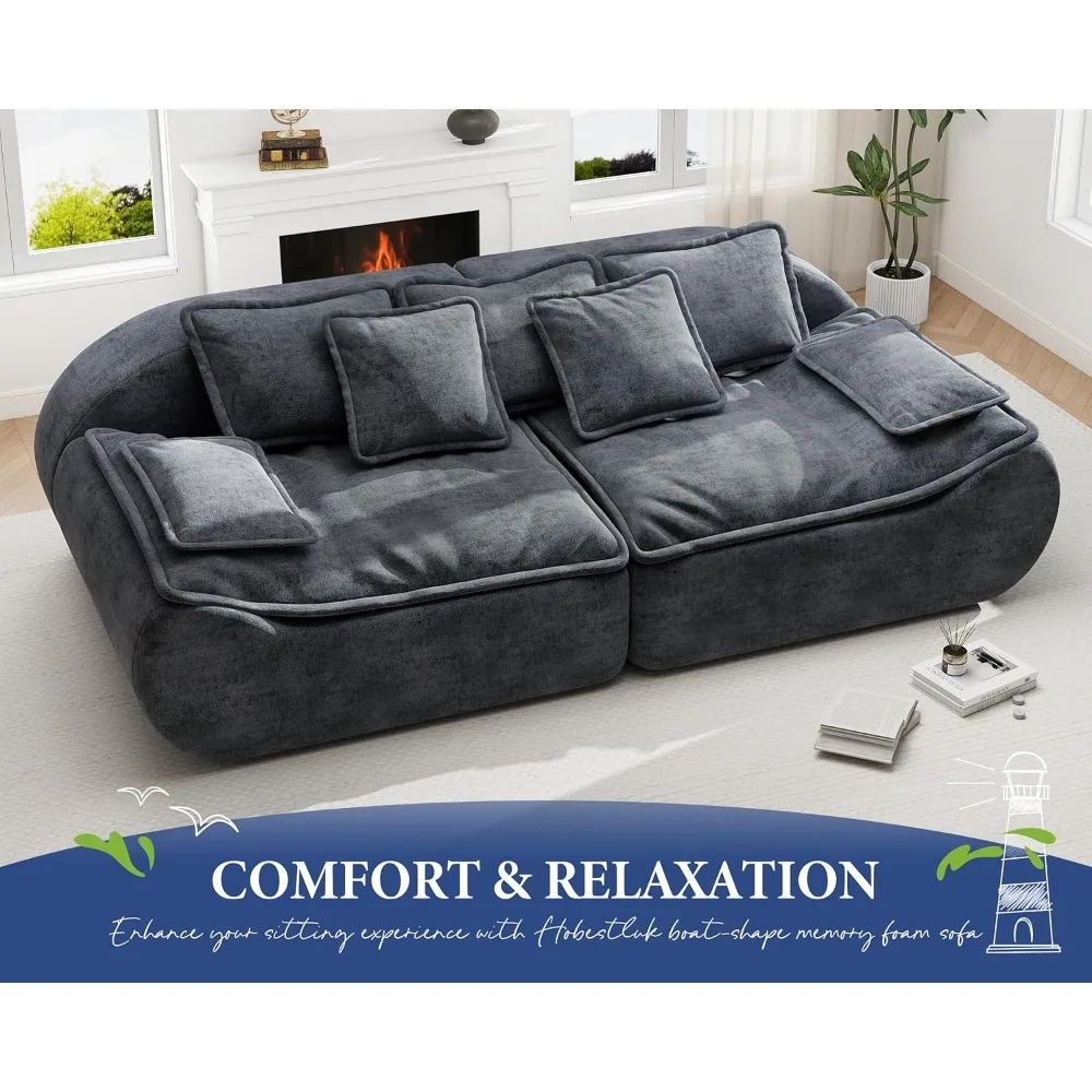87'' 3-Seater Sectional Sofa Modular Comfy Loveseat with Throw Deep Seat Small Sofa for Compact Space - Perfect for Cozy Living