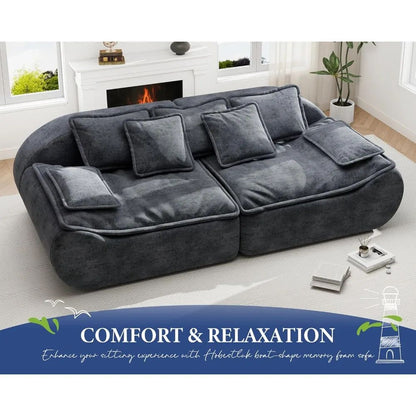 87'' 3-Seater Sectional Sofa Modular Comfy Loveseat with Throw Deep Seat Small Sofa for Compact Space - Perfect for Cozy Living