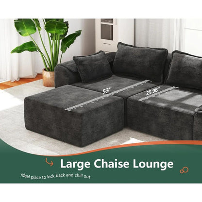 Cloud Modular Sectional Sofa L-Shaped Large Seater with Ottoman Removable Cover Comfortable Living Room Furniture