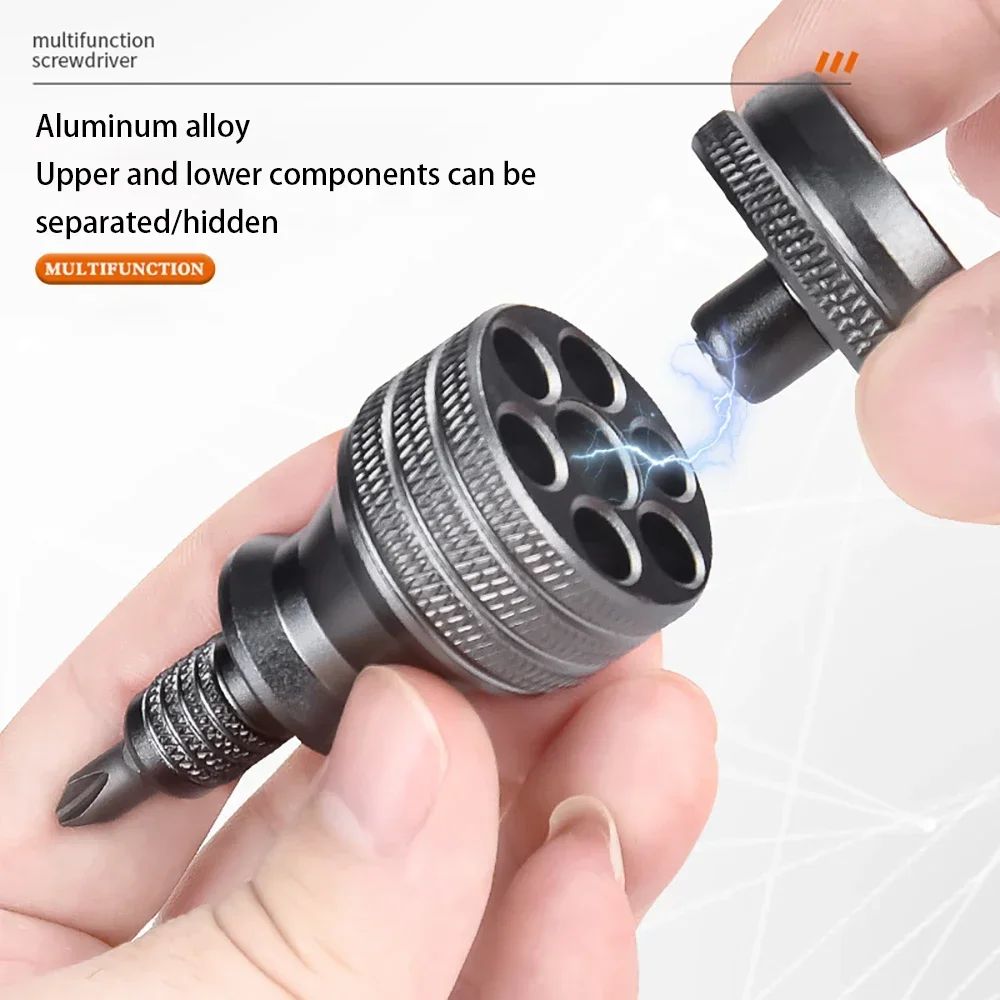 Mini Chave de Fenda Chave Phillips de Titânio 1/4 Polegada Magnética 7 em 1 Bit de Liga de Aço S2 Ferramenta Manual de Reparo EDC