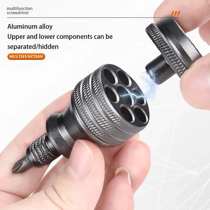 Mini Chave de Fenda Chave Phillips de Titânio 1/4 Polegada Magnética 7 em 1 Bit de Liga de Aço S2 Ferramenta Manual de Reparo EDC