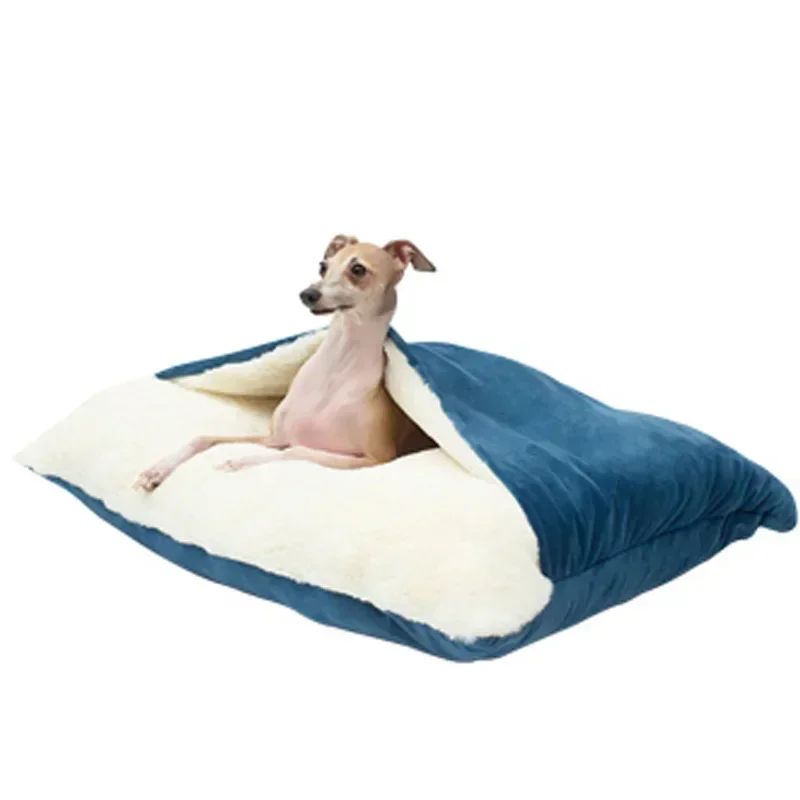 Cama para Animais de Estimação Lavável e Resistente à Mordida - Almofada de Pelúcia Removível Quente de Inverno para Cães Grandes e Gato Saco de Dormir para Pets