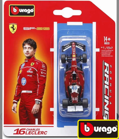 Bburago 1/64 2025 F1 SF-25 Leclerc-#16 Hamilton-#44 RB21 Verstappen-#1#22 MCL39#4#81 W16 Modelo em Liga Miniatura Diecast Brinquedo de Presente