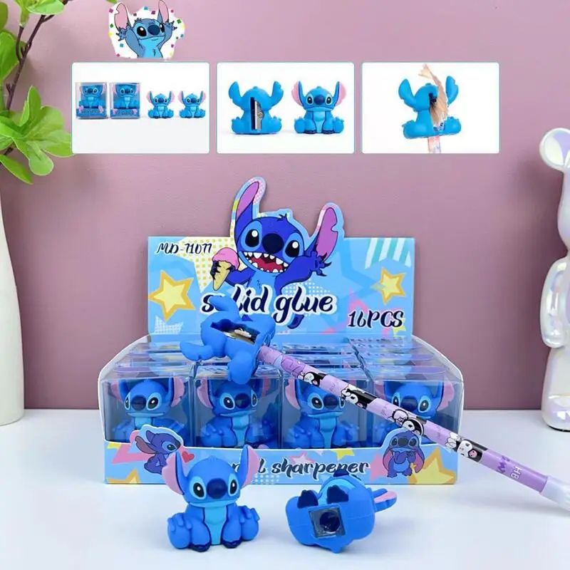 Apontadores de Lápis Disney Stitch MINISO Anime Desenho Animado Fofo Estudantes Material Escolar Papelaria Menina&Criança Presentes de Feriado