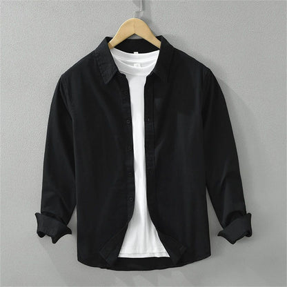 Mens long sleeve regular shirt Multi-color cotton plain shirt for Young men work tops Autumn men's clothing loose casual shirts
