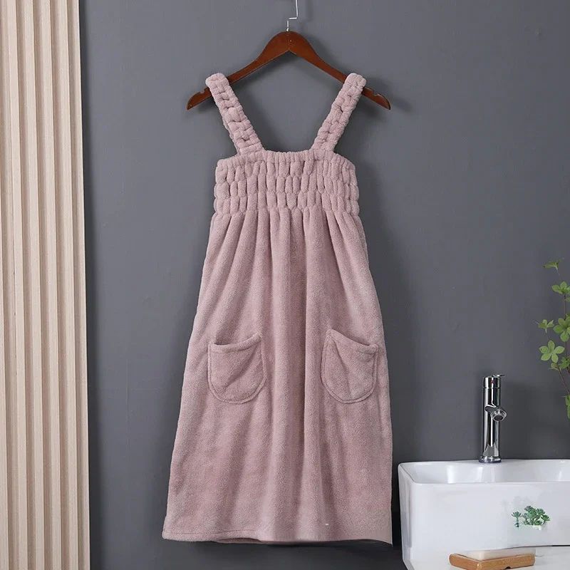 Women Wearable Bath Towel Wearable Towels Coral Fleece Women's Bath Skirt Absorbent Bath Skirt Shower Sauna Wear Towel