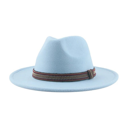 Chapéu Feminino Fedora de Feltro Sólido Casual Chapéu de Inverno Feminino Bonés Masculinos Faixa Panamá Preto Cáqui ????? ??????? Sombrero