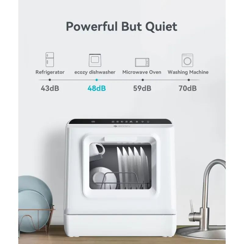 Portable Countertop Mini Dishwasher with 5L Water Tank 6 Washing Programs Air Drying Function