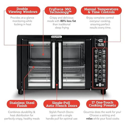 Fritadeira de Ar Elétrica 17-em-1 Forno Combo 1700W Porta Francesa Panela Digital Eletrodoméstico Gourmet