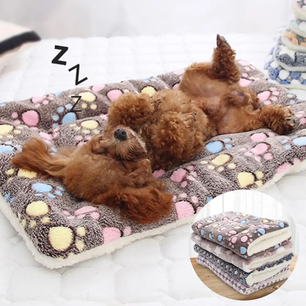 Tapete de dormir para animais de estimação, cama quente para cães, cobertor macio de lã para animais de estimação, cama para gatos, tapete de dormir para filhotes, almofada de colchão adorável para cães pequenos e grandes