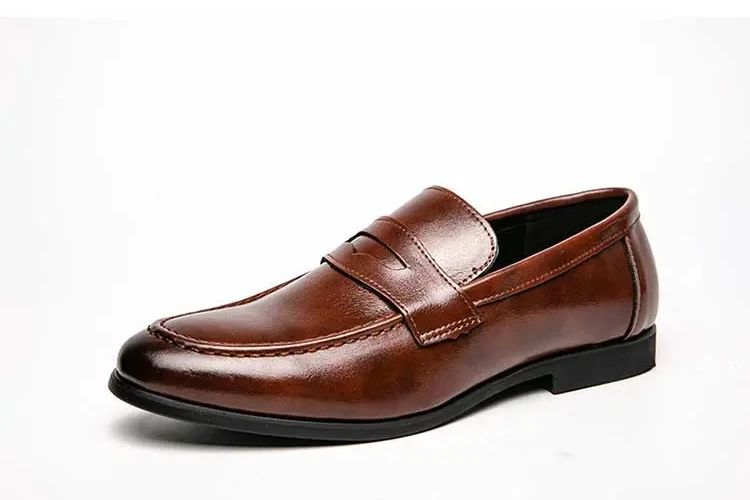 Luckman mens dress shoes PU leather fashion men business dress loafers pointy shoes