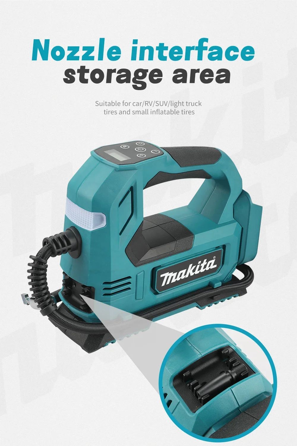 Inflador automático sem fio Makita DYS59 Bomba de ar elétrica Compressor de ar portátil para pneus de carro para bateria Makita 18V (sem bateria)