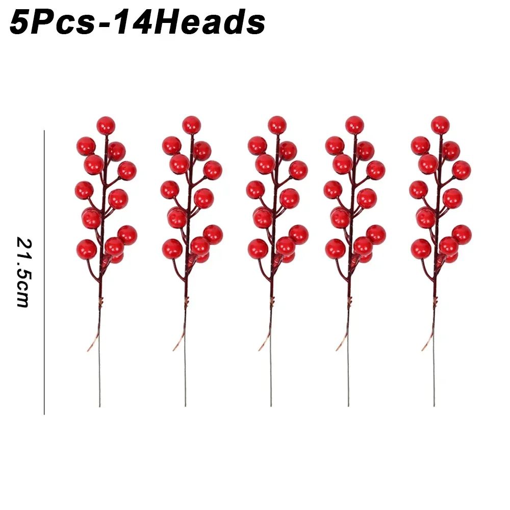 20/1Pcs Christmas Artificial Berries Fake Holly Berry Flower Stamen Bouquet DIY Christma Wreath Xmas New Year Gifts Table Decor