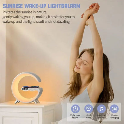 Caixa de Som Bluetooth Multifuncional BIG G Luz Noturna RGB Carregador Sem Fio Rápido Suporte para iPhone Samsung Xiaomi Estação de Carregamento