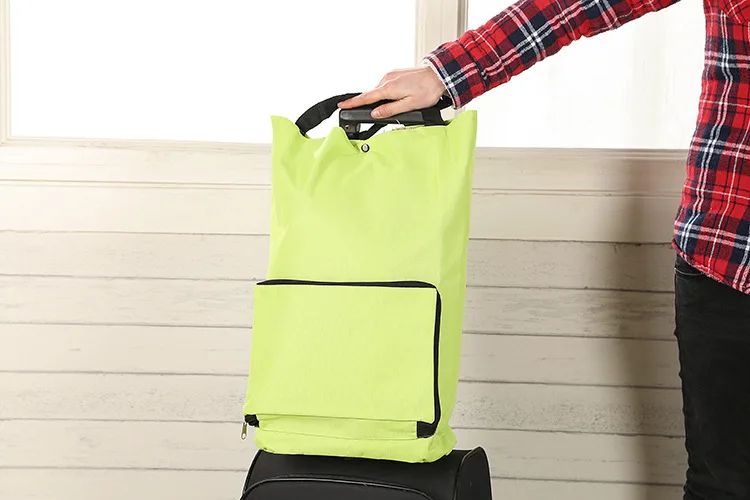 Foldable Square Oxford Cloth Shopping Cart Bag with Wheels Vegetable Buying Car Trolley Bag Durable Market Research Bag