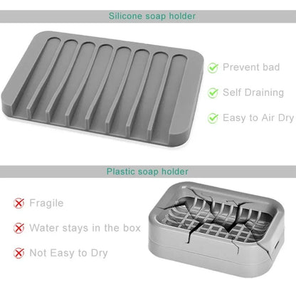 Saboneteira de Silicone para Chuveiro, Suporte de Sabão com Dreno, Organizador de Esponja para Pia de Cozinha, Bandeja de Secagem, Acessórios de Banheiro
