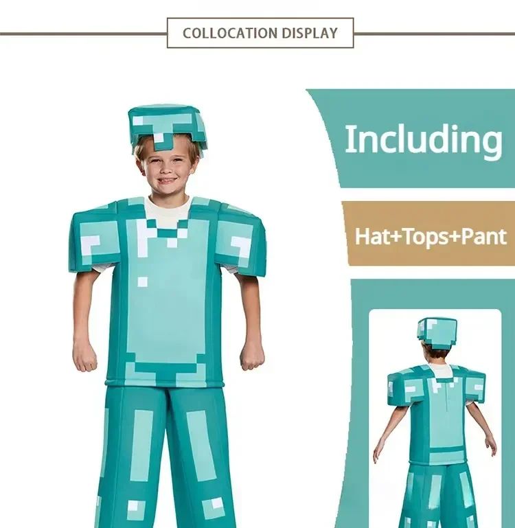 Game My World Role Play Holiday Party Pixel Costume Toy Mc Boys Girls Set Diamond  Christmas Gift Stage Costume
