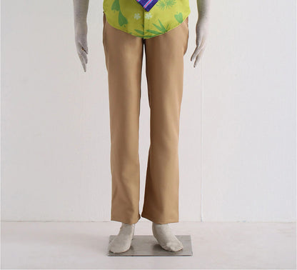 Fox Nick Wilde Cosplay Shirt With Tie Men Halloween Green Leaves Printed Summer Casual T-shirt and Necktie