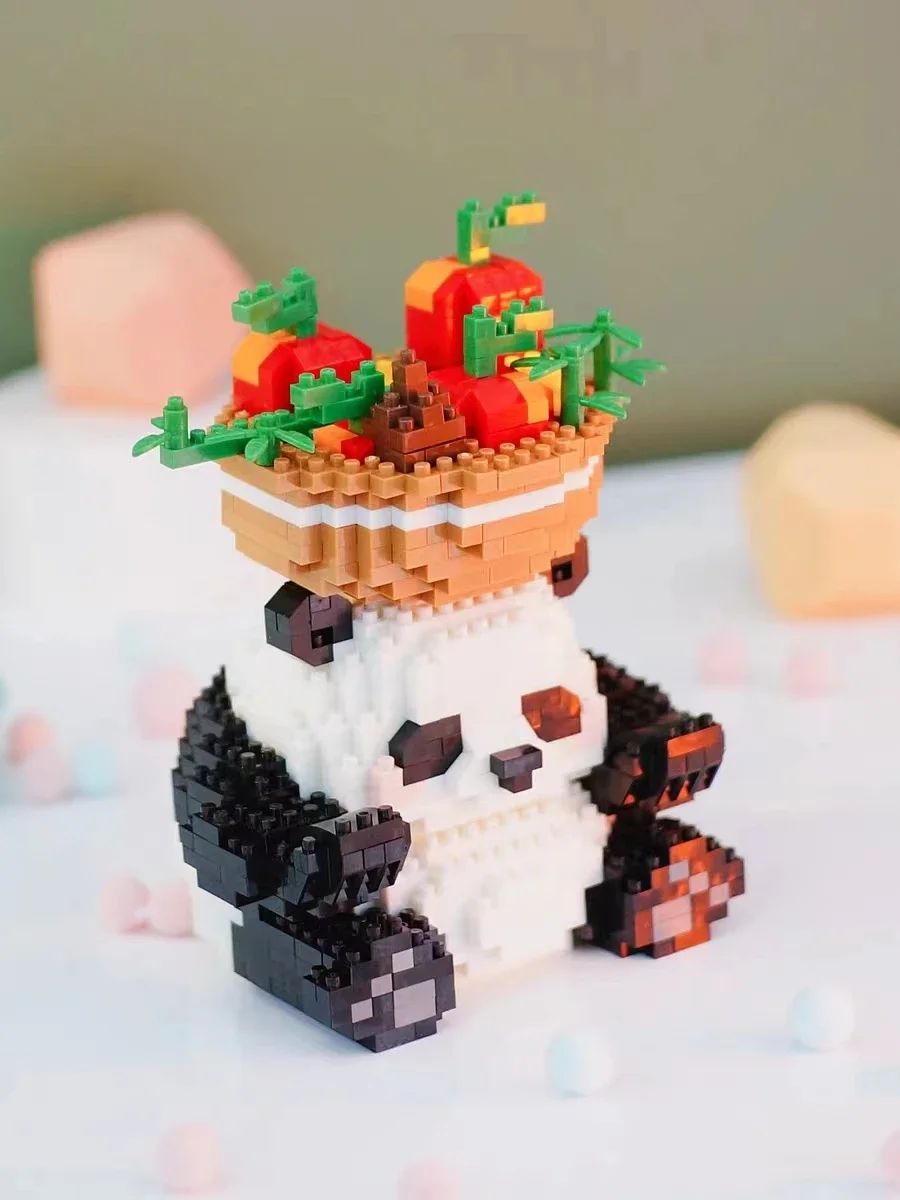 Blocos de Montar Miniatura Panda Fofo Animais de Zoológico Kawaii Brinquedos Educacionais Decoração Desenvolve Habilidades Manuais para Crianças