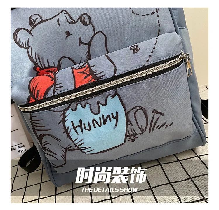Disney  Winnie The Pooh Diaper Bag Backpack Cartoon Cute Mother and Baby Bag Large Capacity Lightweight Travel Mommy Bag