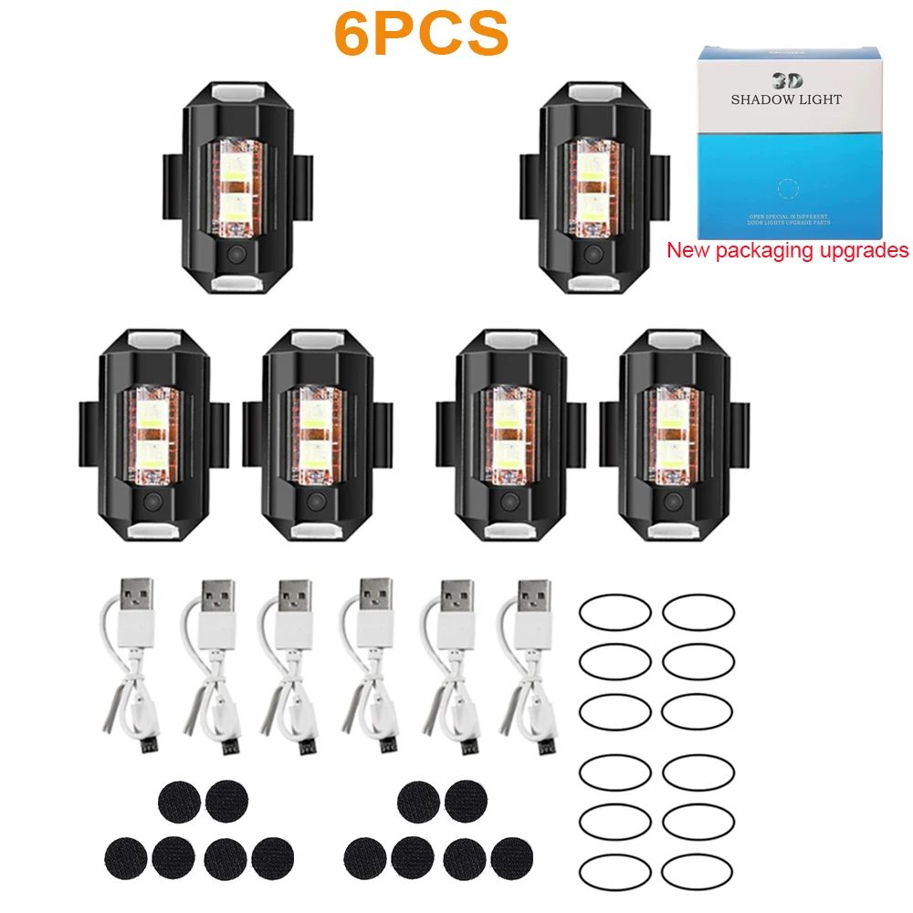 Luz de Advertência de Sinal Luzes de Motocicleta Luz Estroboscópica de Drone USB LED Anticolisão Bicicleta Voo Noturno Mini Luz de Sinalização Piscante