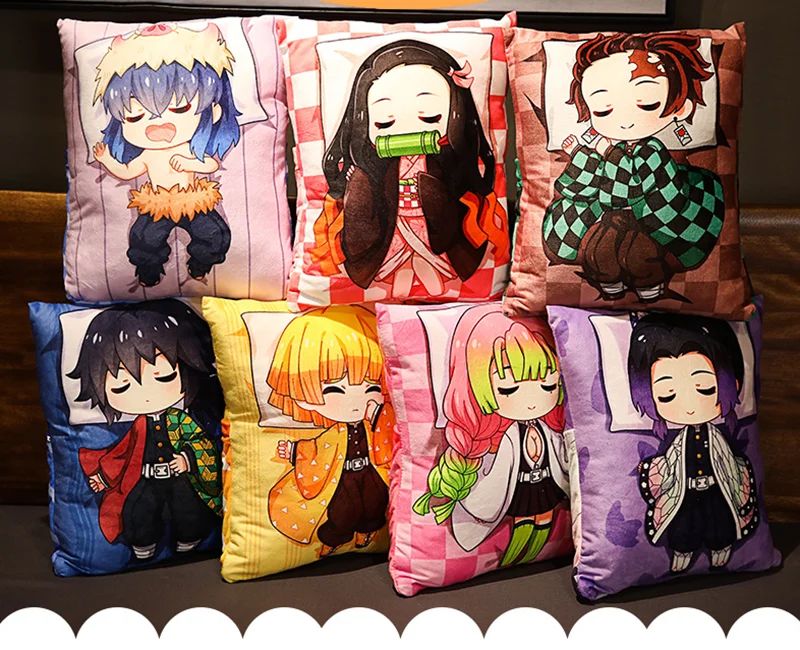 Demon Slayer Plush Stuffed Pillows Kimetsu No Yaiba Dakimakura Cute Anime Throw Pillow Kawaii Doll Tanjirou Nezuko Body Cushion