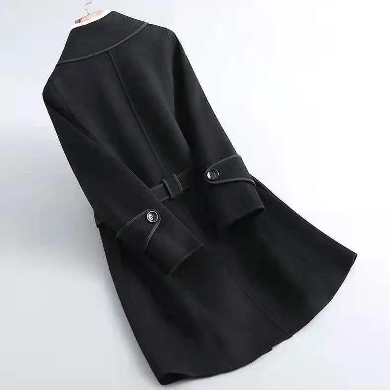 Double-Sided Woolen Coat Winter New Style Korean Version Cashmere Women's Mid-Length Fashionable Woolen Jacket Outerwear