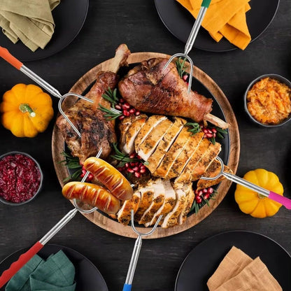 5/6/10pcs Telescopic BBQ Forks Marshmallows Roasting Sticks Stainless Steel Extendable Hot Dog Sausages Skewers Barbecue Tools