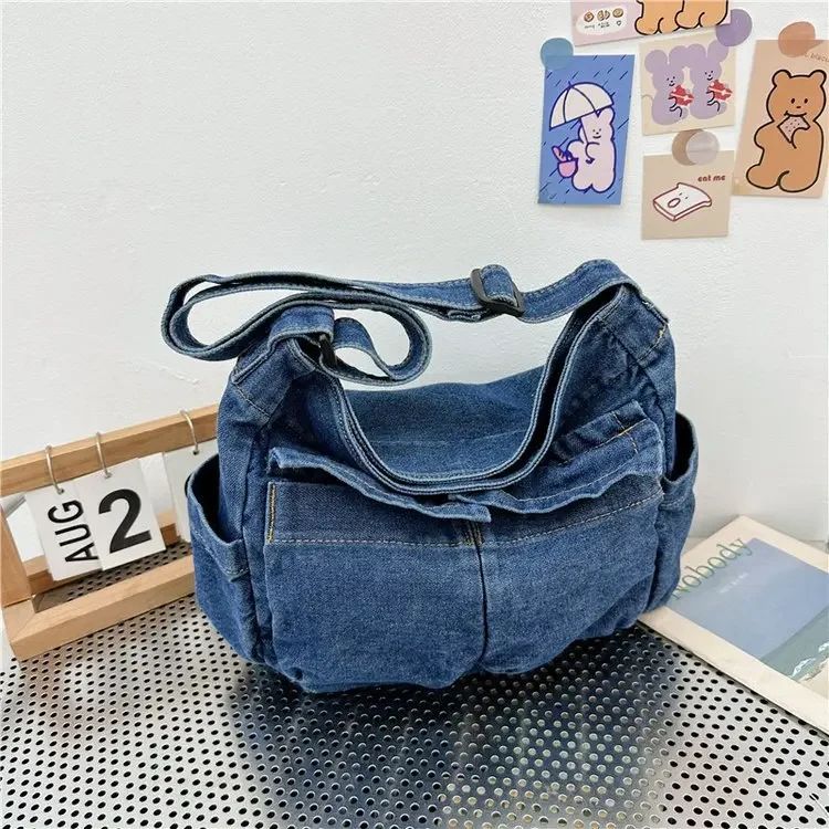 Denim Vintage Messenger Bag for Women Tote Handbag Fashion Jeans Crossbody Shoulder Bag Large Capacity Causal Ladies Satchel Bag