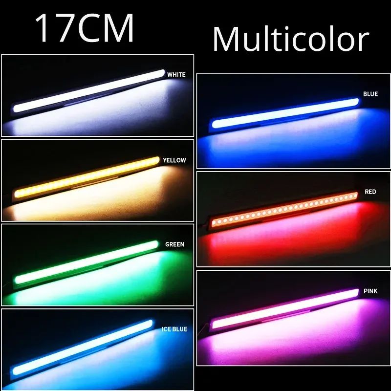 Duas luzes decorativas diurnas LED COB de motocicleta ultrafinas e ultrabrilhantes, luzes diurnas automáticas de baixa potência
