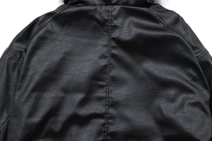 Vintage Men Winter Jackets Fur Collar Fleece Warm Parkas Coats Streetwear Harajuku Leather Jackets Casual Padded Jackets Outwear